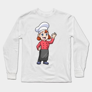 Chef with Cooking apron Long Sleeve T-Shirt